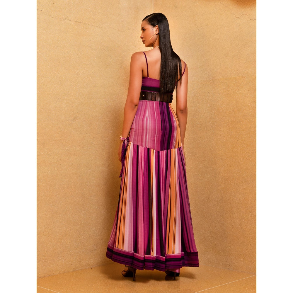 Nikita Mhaisalkar Berry Stroke Print Top with Skirt (Set of 2)