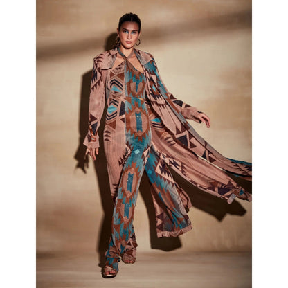 Nikita Mhaisalkar Turquoise Tapis Sequin Trench Coat