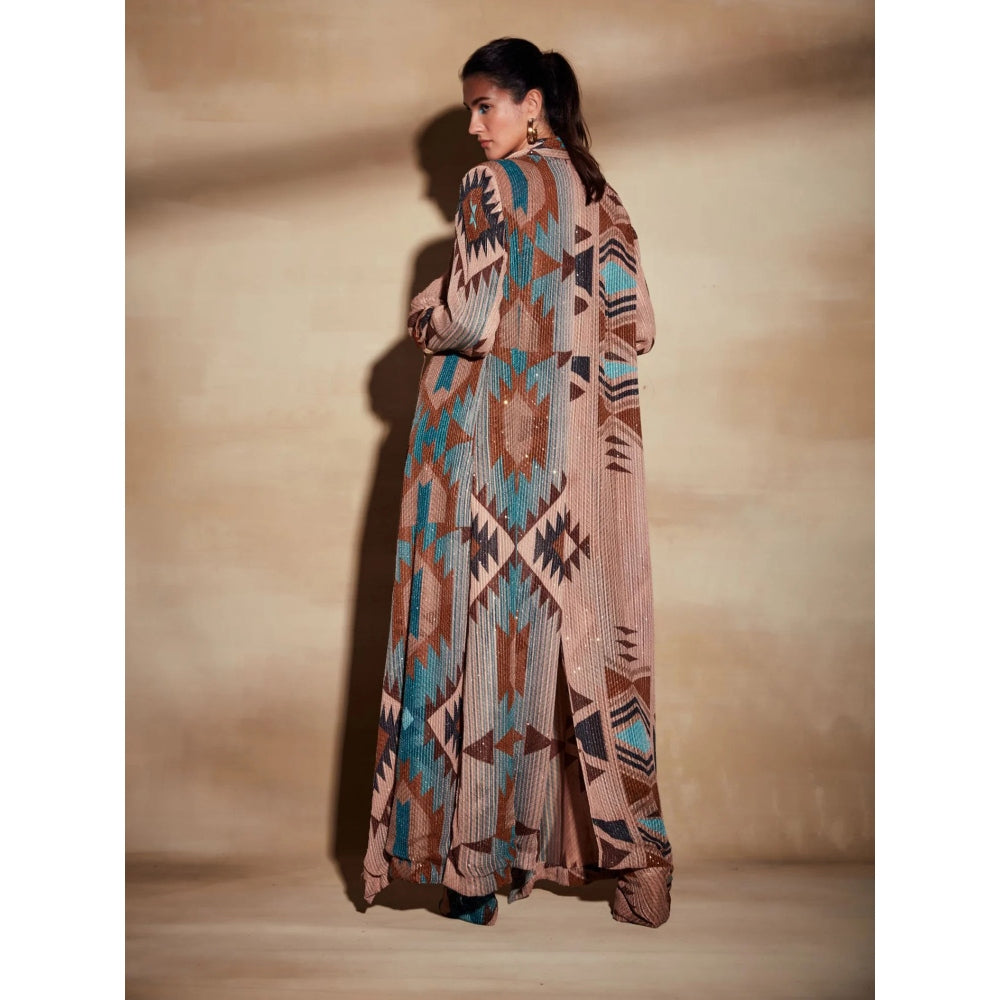 Nikita Mhaisalkar Turquoise Tapis Sequin Trench Coat