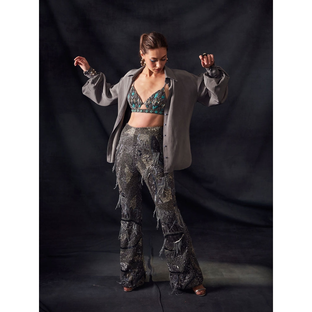 Nikita Mhaisalkar Grey Double Silk Crepe Shirt