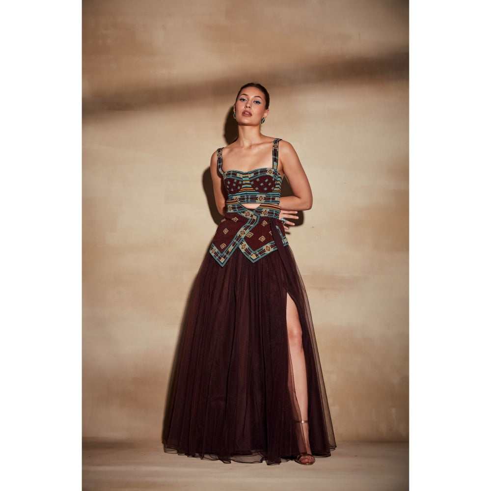 Nikita Mhaisalkar Chocolate Brown Tulle Skirt