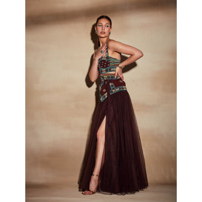 Nikita Mhaisalkar Chocolate Brown Tulle Skirt