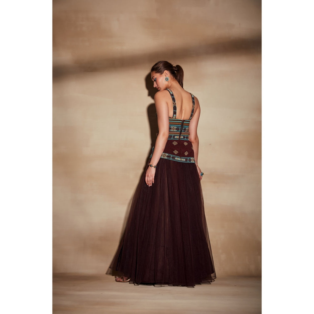 Nikita Mhaisalkar Chocolate Brown Tulle Skirt