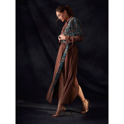 Nikita Mhaisalkar Multi-Colour Trench Coat with Embroidered Belt (Set of 2)