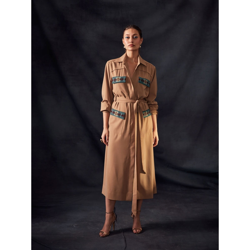 Nikita Mhaisalkar Beige Dress Turkish Beaded Embroidery