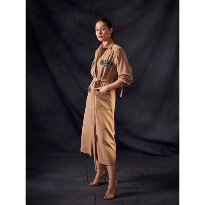 Nikita Mhaisalkar Beige Dress Turkish Beaded Embroidery