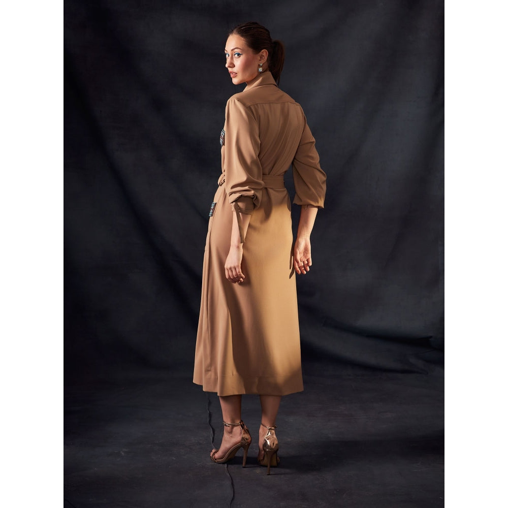 Nikita Mhaisalkar Beige Dress Turkish Beaded Embroidery