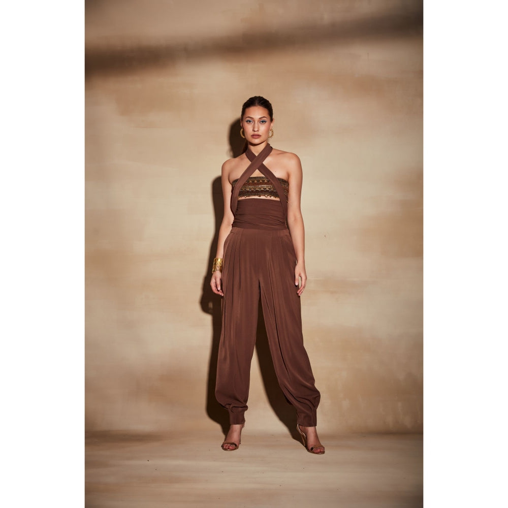 Nikita Mhaisalkar Dark Tan High Waist Pants