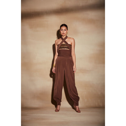 Nikita Mhaisalkar Dark Tan High Waist Pants