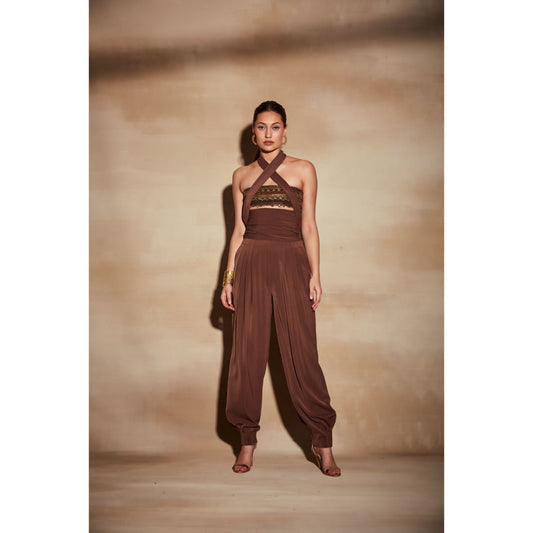 Nikita Mhaisalkar Dark Tan High Waist Pants