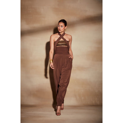 Nikita Mhaisalkar Dark Tan High Waist Pants