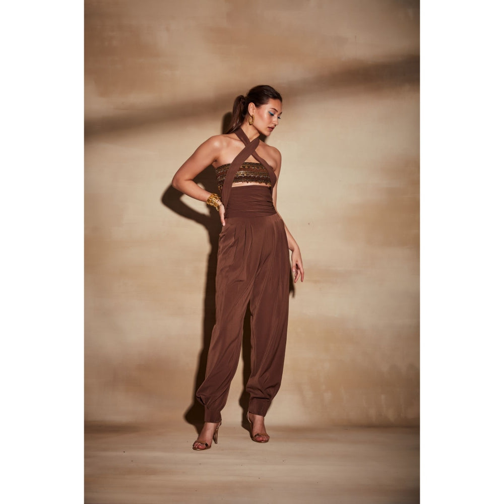 Nikita Mhaisalkar Dark Tan High Waist Pants