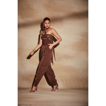 Nikita Mhaisalkar Dark Tan High Waist Pants