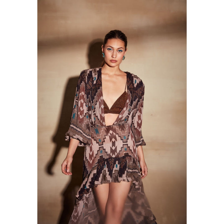 Nikita Mhaisalkar Tan Tapis Print Dress