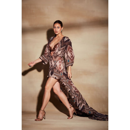 Nikita Mhaisalkar Tan Tapis Print Dress