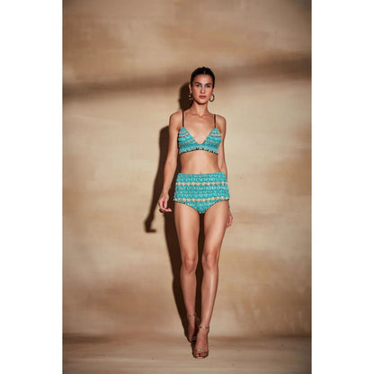 Nikita Mhaisalkar Turquoise Bikini (Set of 2)