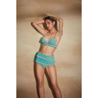 Nikita Mhaisalkar Turquoise Bikini (Set of 2)