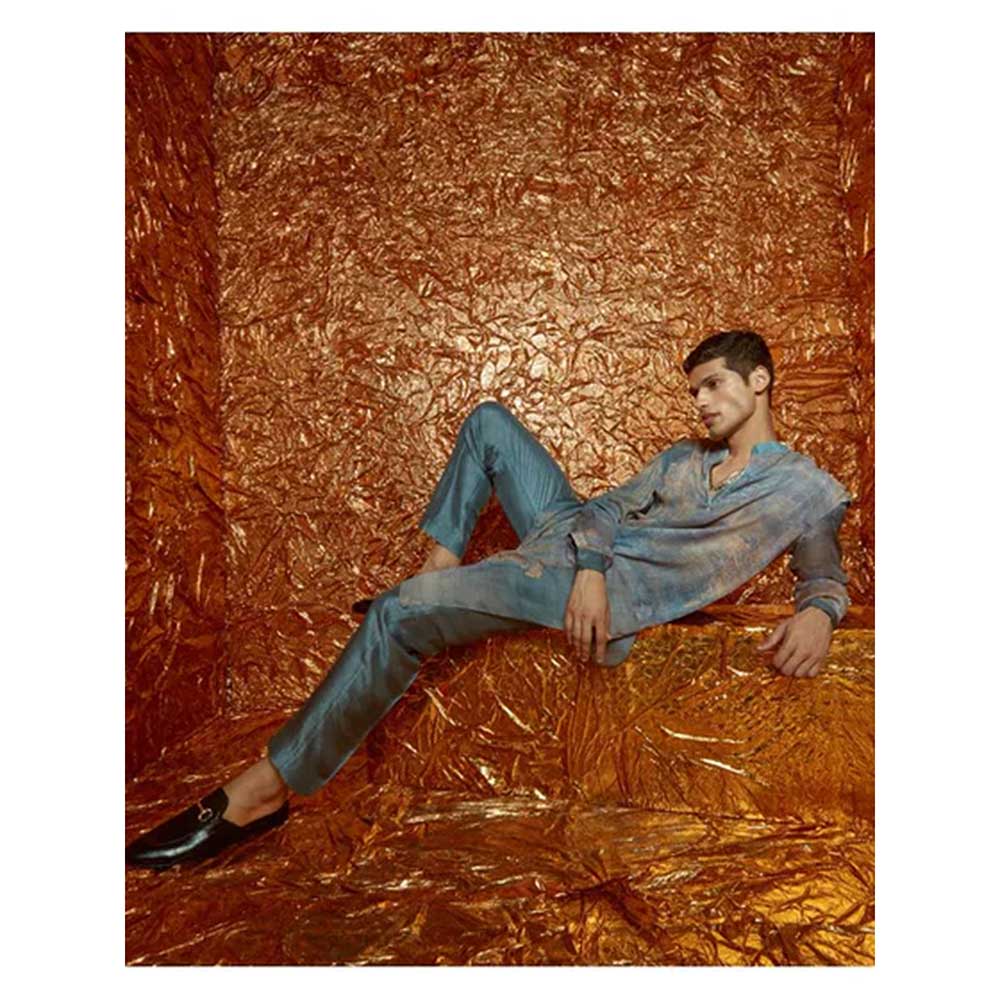 Nirmooha Grey Printed Kurta with Pants