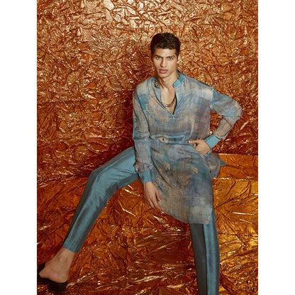 Nirmooha Grey Printed Kurta with Pants