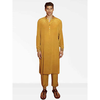 Nirmooha Mustard Kurta with Pants and Cuff detailing