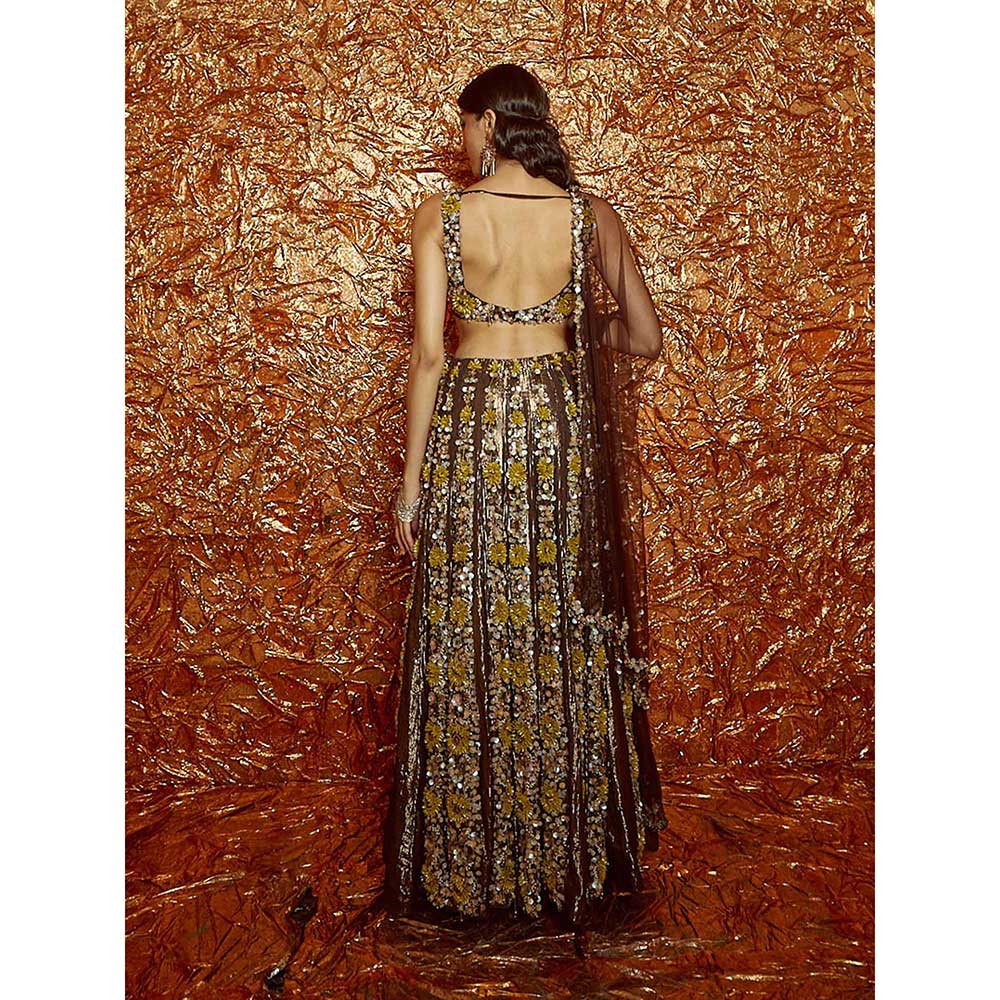 Nirmooha Sunflower Embroidered Lehenga with Embroidered Blouse and Dupatta (Set of 3)