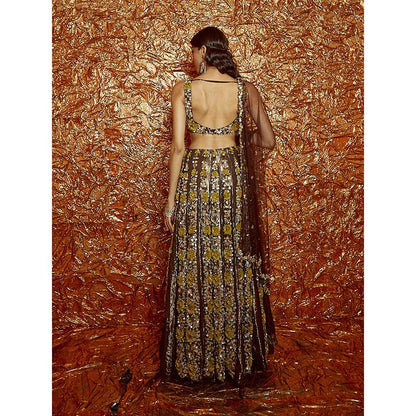 Nirmooha Sunflower Embroidered Lehenga with Embroidered Blouse and Dupatta (Set of 3)