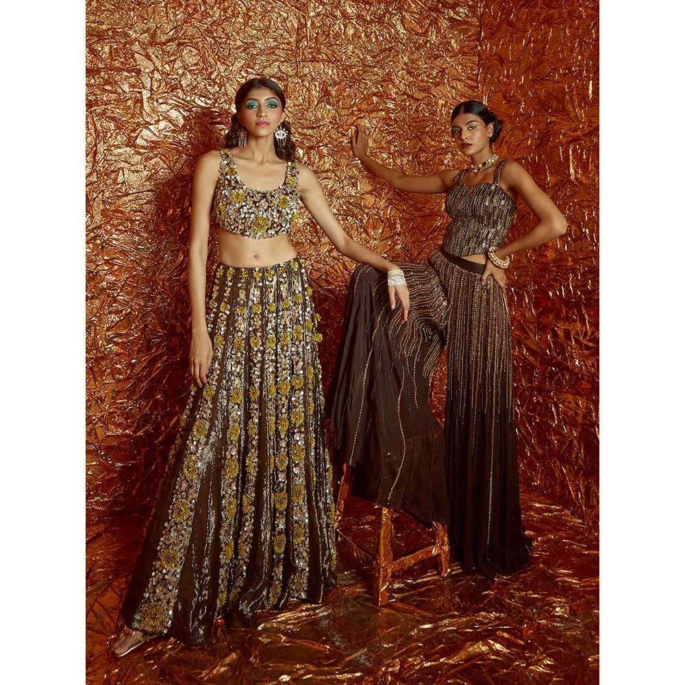 Nirmooha Sunflower Embroidered Lehenga with Embroidered Blouse and Dupatta (Set of 3)