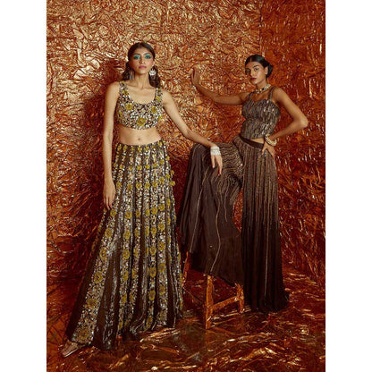 Nirmooha Sunflower Embroidered Lehenga with Embroidered Blouse and Dupatta (Set of 3)