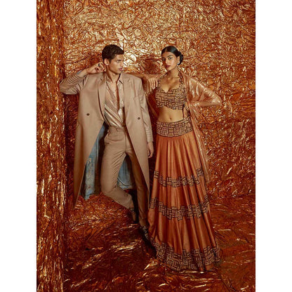 Nirmooha Tan Poth Embroidered Lehenga with Embroidered Blouse and Dupatta (Set of 3)