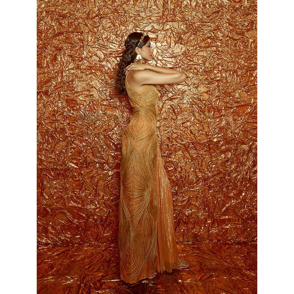 Nirmooha Mustard Assymetrical Kurti with Sharara (Set of 2)