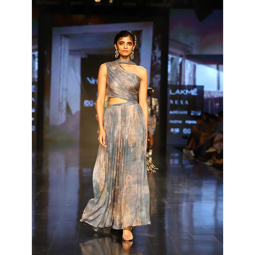 Nirmooha Printed Chiffon Gown