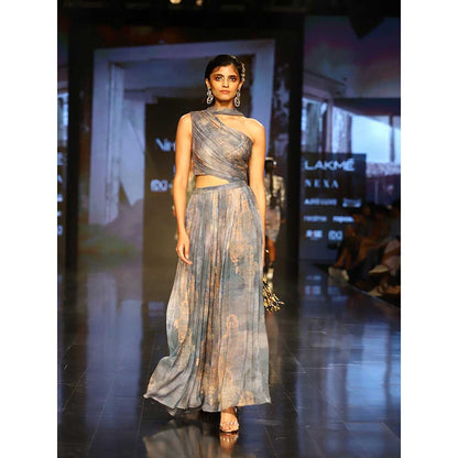 Nirmooha Printed Chiffon Gown