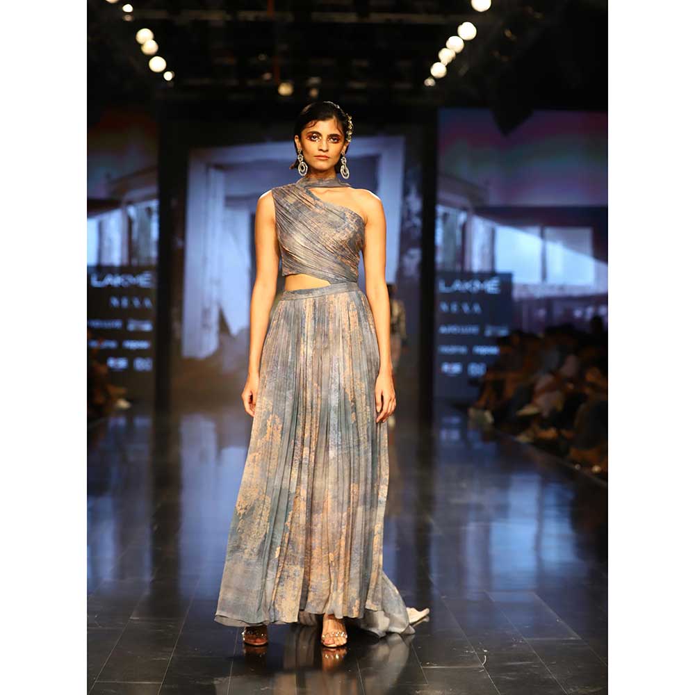 Nirmooha Printed Chiffon Gown