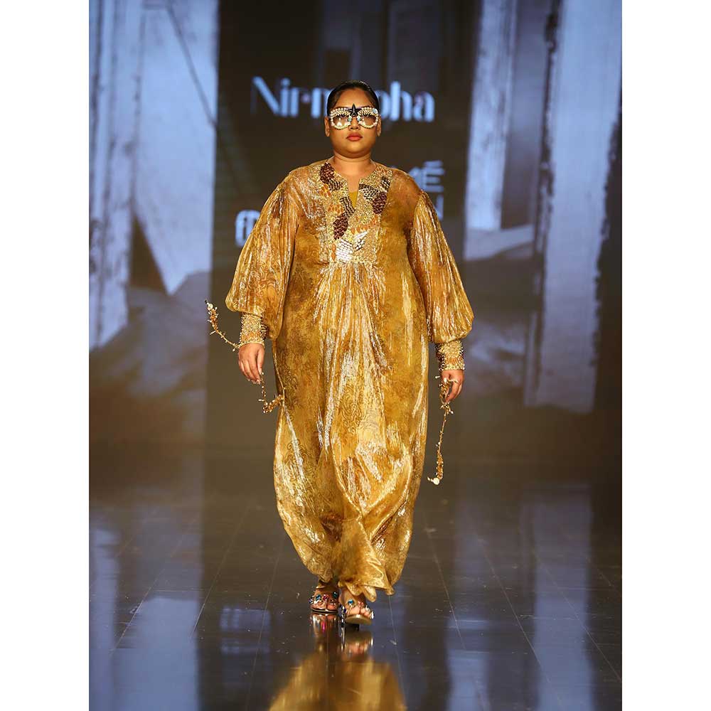 Nirmooha Printed Lurex Kaftan with Slip (Set of 2)