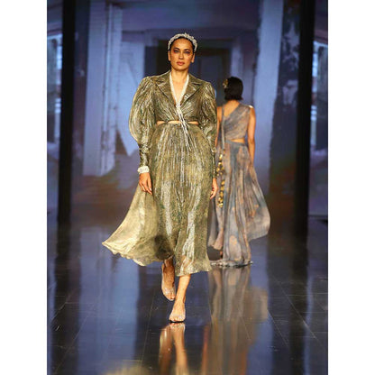 Nirmooha Green Cutout Midi Dress