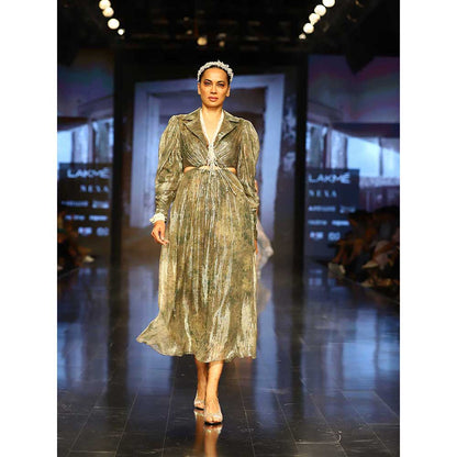 Nirmooha Green Cutout Midi Dress