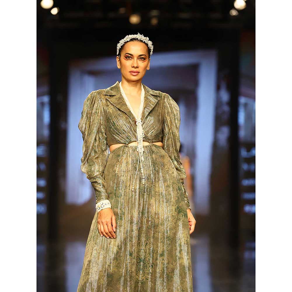 Nirmooha Green Cutout Midi Dress