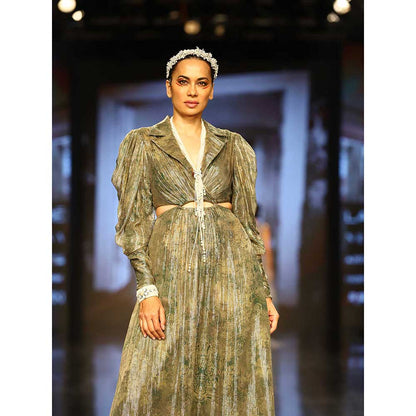 Nirmooha Green Cutout Midi Dress