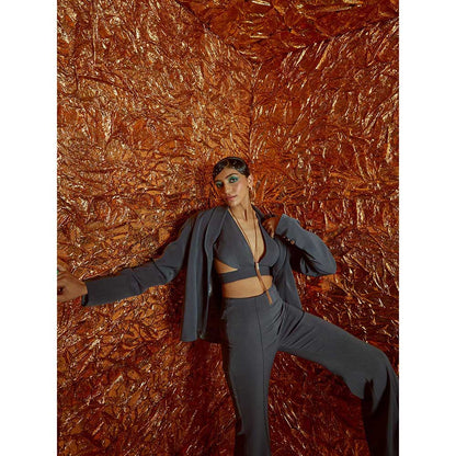 Nirmooha Grey Micro Blazer