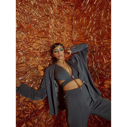 Nirmooha Grey Micro Blazer