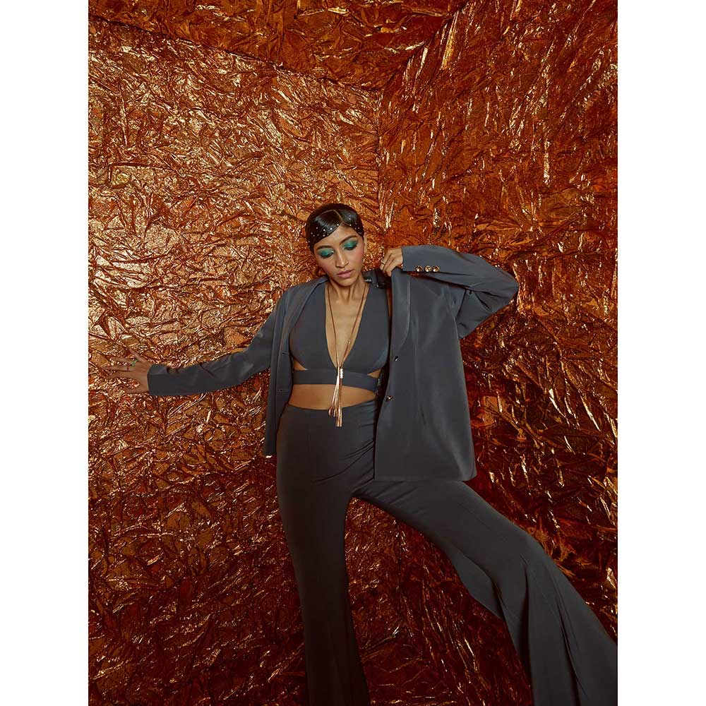 Nirmooha Grey Micro Blazer