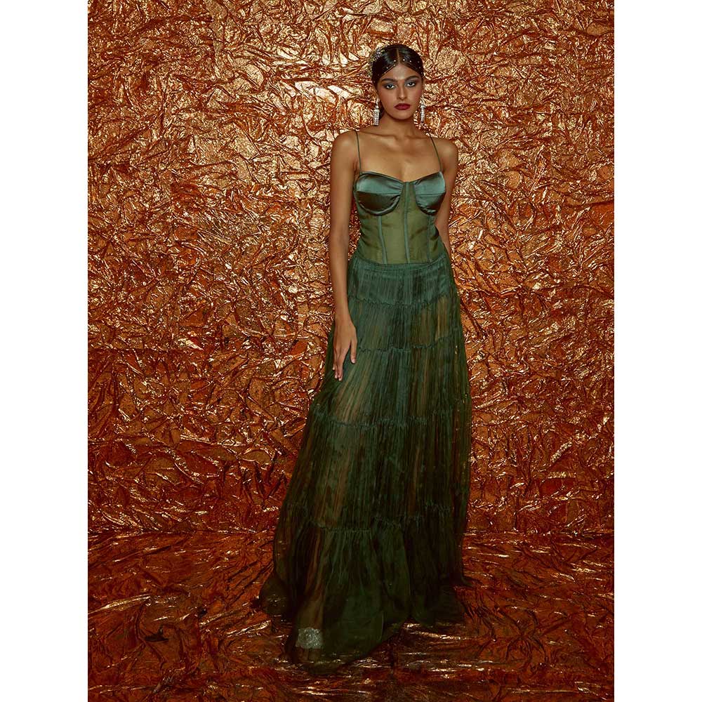 Nirmooha Green Organza Corset Dress