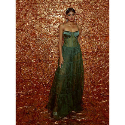 Nirmooha Green Organza Corset Dress