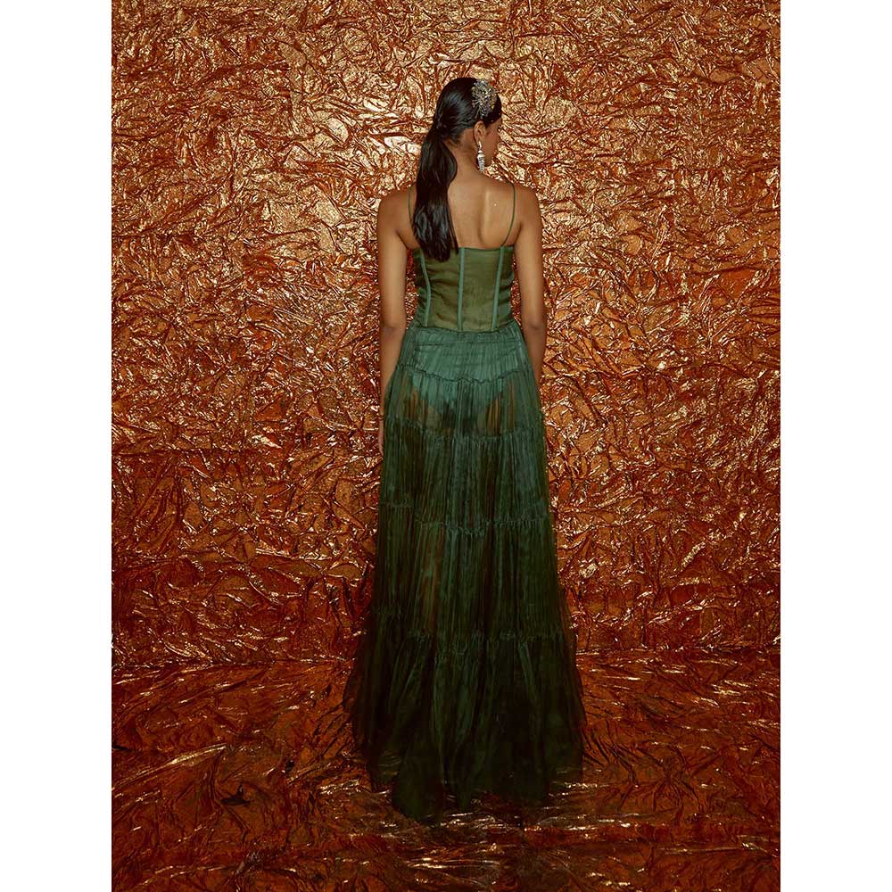 Nirmooha Green Organza Corset Dress