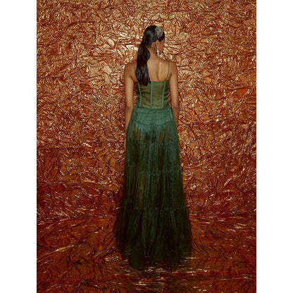 Nirmooha Green Organza Corset Dress