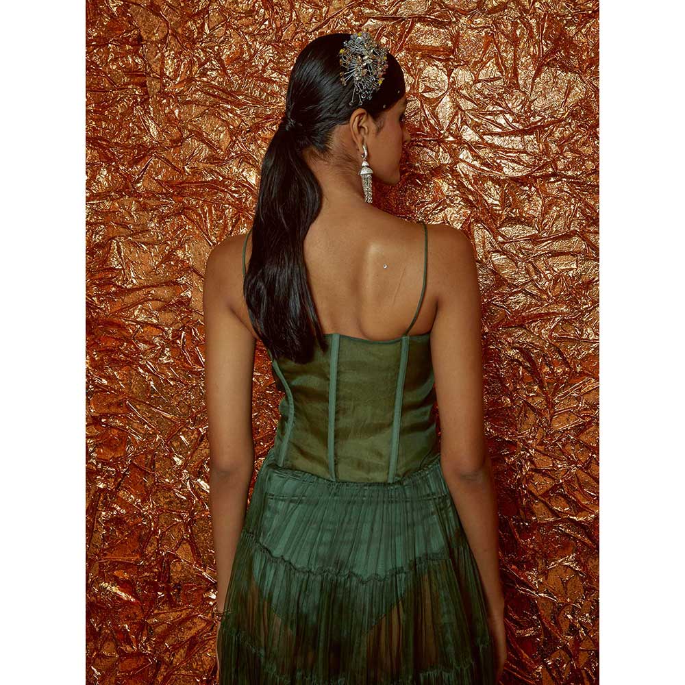 Nirmooha Green Organza Corset Dress