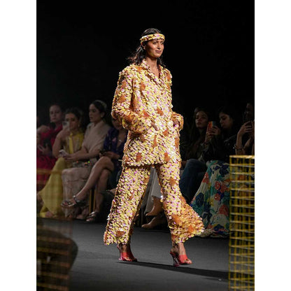 Nirmooha 3D Hand Embroidered Oversized Blazer 3D Hand Embroidered Pants (Set of 2)