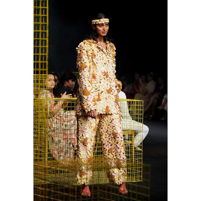 Nirmooha 3D Hand Embroidered Oversized Blazer 3D Hand Embroidered Pants (Set of 2)