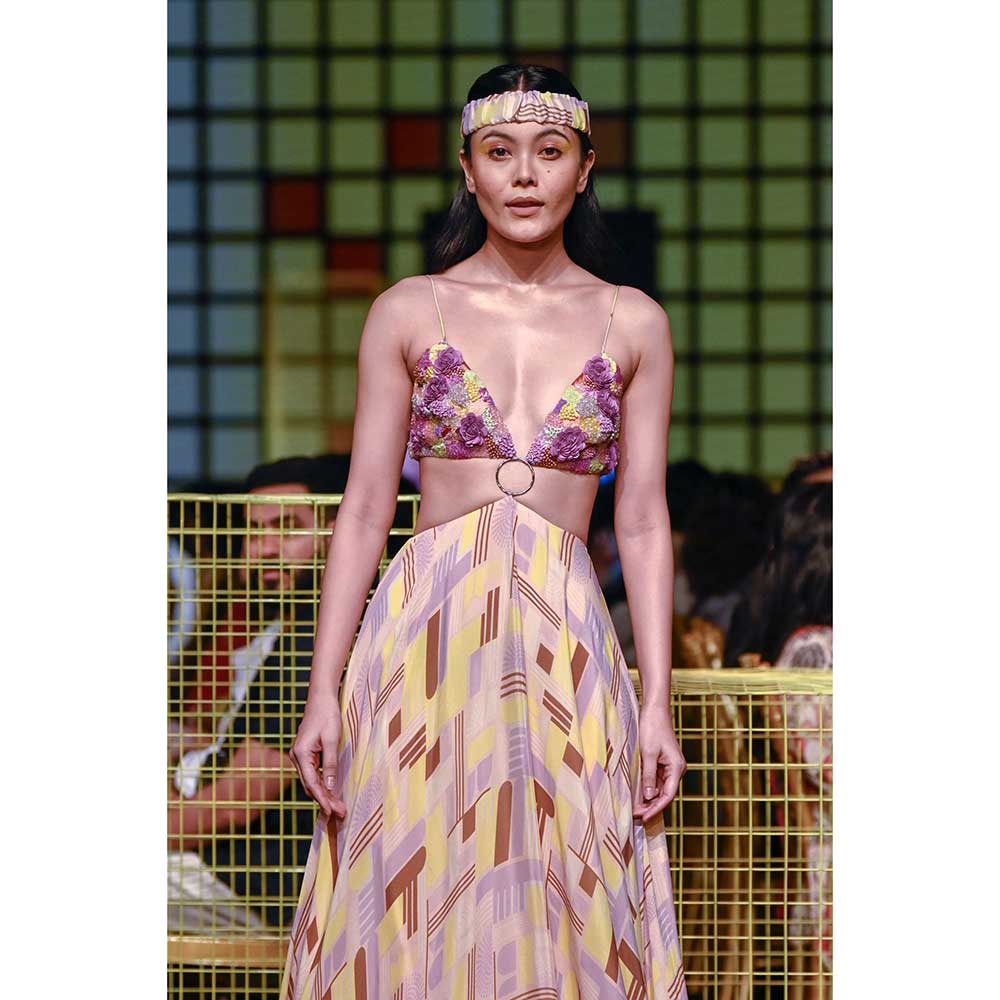 Nirmooha Geometric Printed and Hand-Embroidered Maxi with Centre Ring detailing