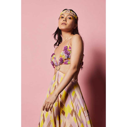 Nirmooha Geometric Printed and Hand-Embroidered Maxi with Centre Ring detailing